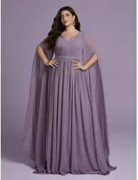 Leely Plus Women's Elegant V Neck Extra-Long Sleeve Party Dresses - 3