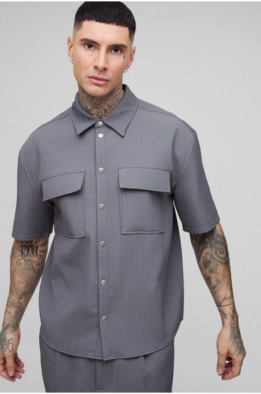 Tall Technical Pleated Short Sleeve Shirt