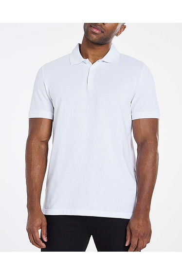 Pure Cotton Pique Polo Long- White