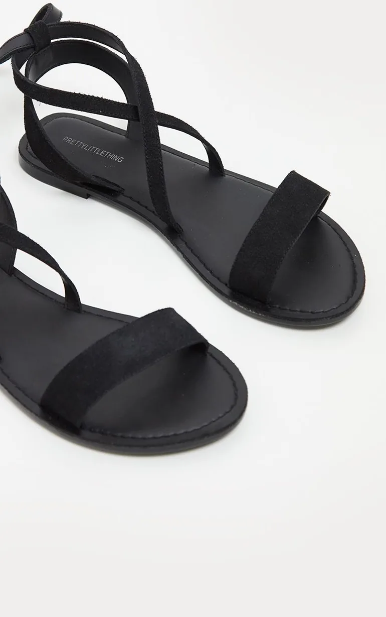 Black Basic Leather Sandal - 2