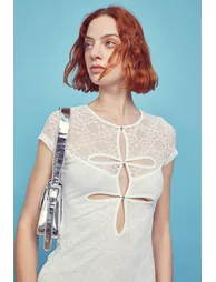 Erin Cut-Out Midi Dress - White - 5