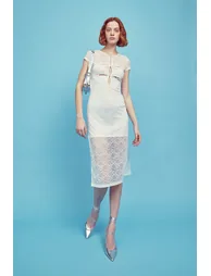 Erin Cut-Out Midi Dress - White - 4