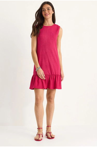 LUCCI Textured Crepe Midi Dress with Ruffle Detail