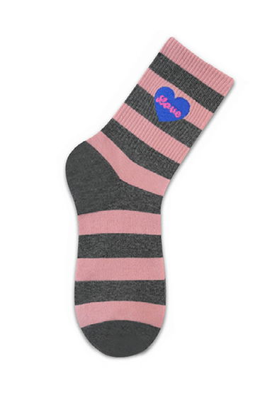 Color Block Striped Cotton Crew Socks