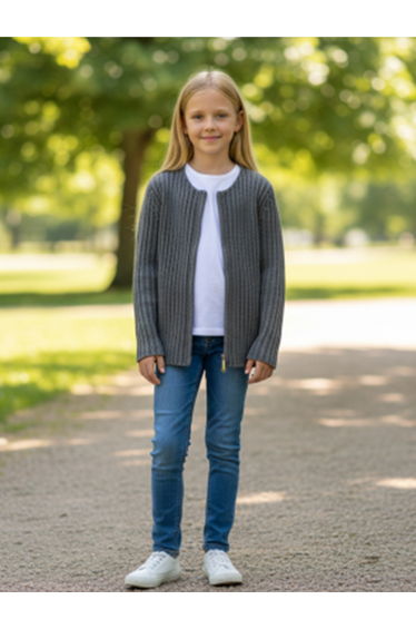 Girls Grey Knitted Cardigan