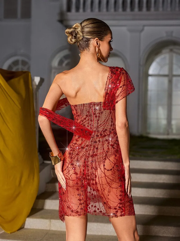 knee length dresses for ladies Bailee Split Sequin Maxi Dress In Bronze – Mew Mews main image 0