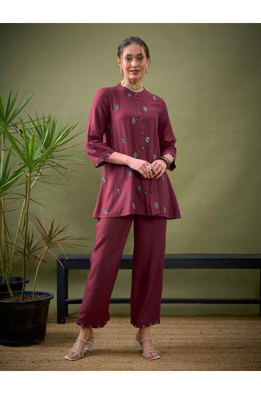 Embroidery Detail Shirt and Palazzos Co-Ords