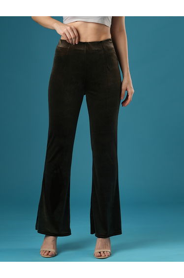 Velvet Look High Rise Stretchy Slim Fit Flared Treggings