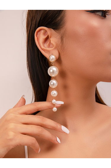 Faux Pearl Tassel Earrings