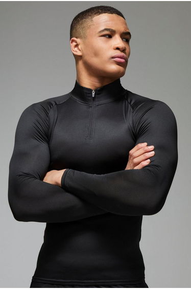 Man Active Lightweight Essentials Gym Raglan Muscle Fit 1/4 Zip