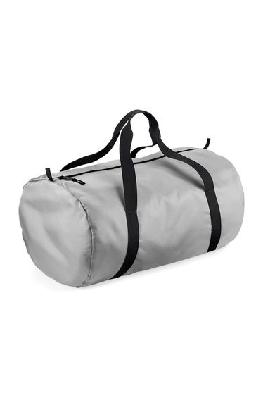 BagBase Packaway Barrel Bag / Duffle Water Resistant Travel Bag (32 Litres) (Pack of 2) - Silver /Black