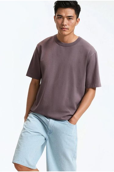 Stonewashed Cotton Short Sleeve Crew Neck T-Shirt