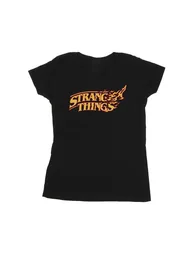 Netflix Womens/Ladies Stranger Things Logo Breaking Cotton T-Shirt - Black - 1