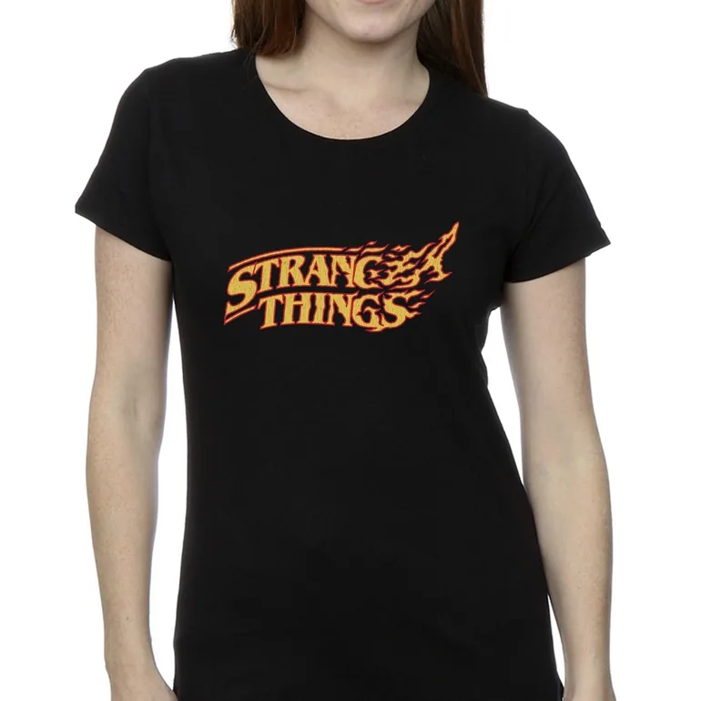 Netflix Womens/Ladies Stranger Things Logo Breaking Cotton T-Shirt - Black - 2