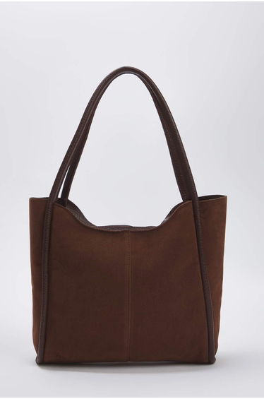 Dark Brown Suede Women's Maxi Shoulder Bag