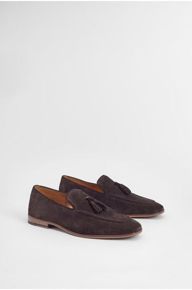 Chocolate Suede Tassel Penny Loafer