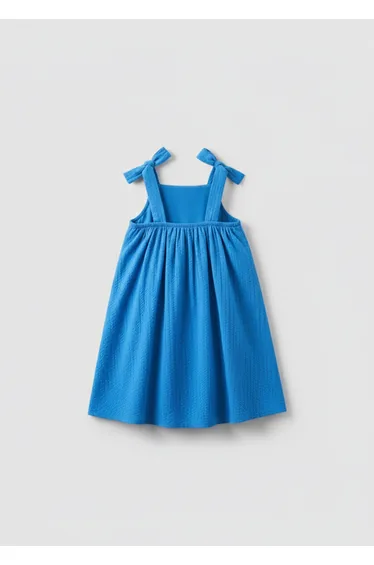 Matilda Blue Scalloped Bow Dress