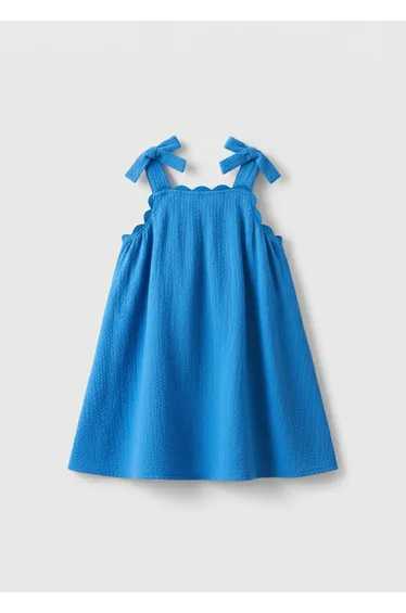 Matilda Blue Scalloped Bow Dress