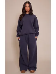 Petite Navy Oversized Crew Sweatshirt