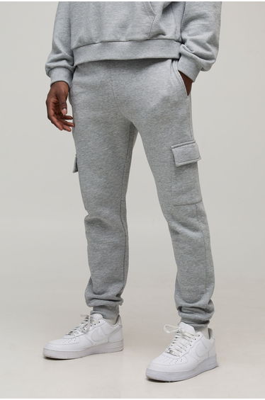 Basic Skinny Fit Cargo Jogger - grey marl