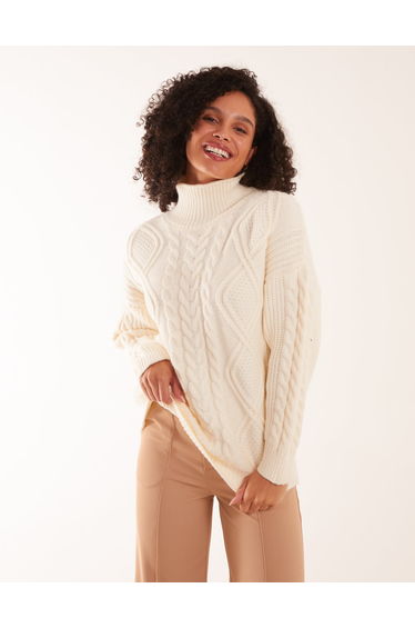 Cable Knit Roll Neck Jumper
