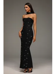 Nesya Sleeveless Pearl Bandage Maxi Dress - 3