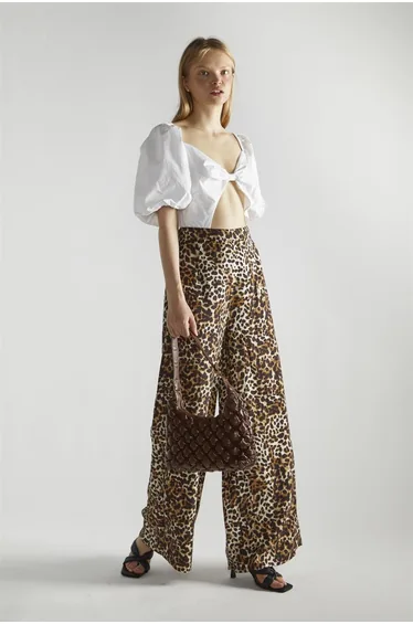 High Waist Loose Trousers - Leopard