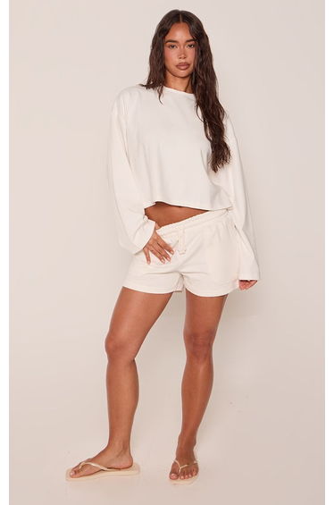 Cream Lightweight Loopback Shorts