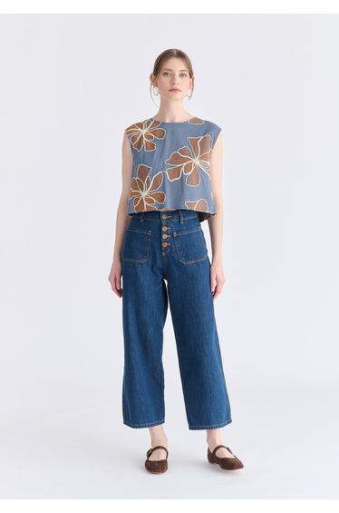 Floral Embroidered Cropped Top