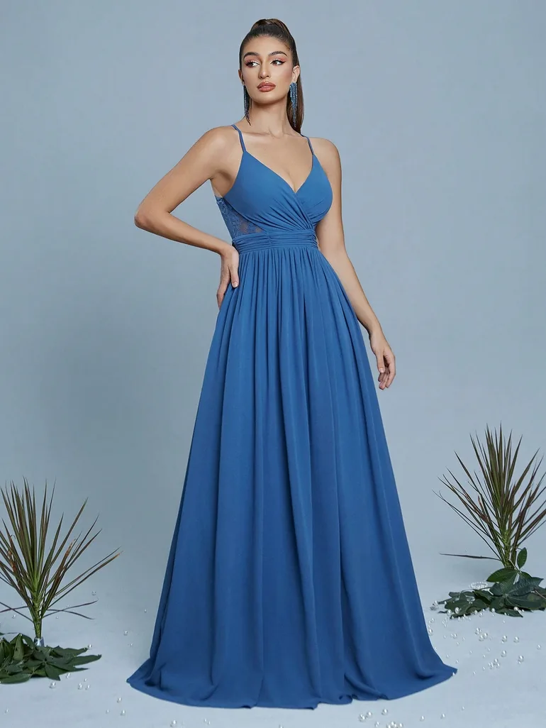 Leely Elegant Spaghetti Straps Sleeveless Bridesmaid gowns