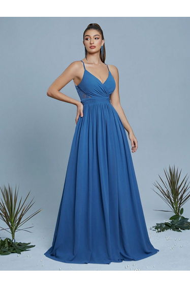 Leely Elegant Spaghetti Straps Sleeveless Bridesmaid gowns