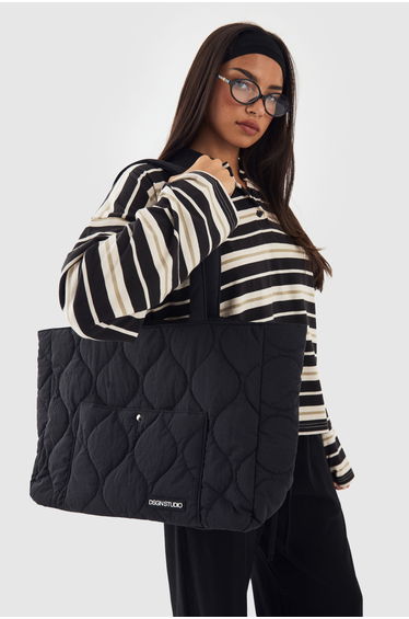 DSGN Studio Quilted Large Tote Bag - black
