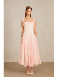 Érasme Pink Flounced Midi Dress - 3