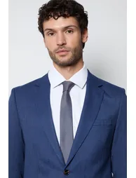 Royal Blue Textured Tailored Fit Suit Jacket - 3