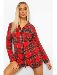 Mix and Match Flannel Check PJ Shirt - red