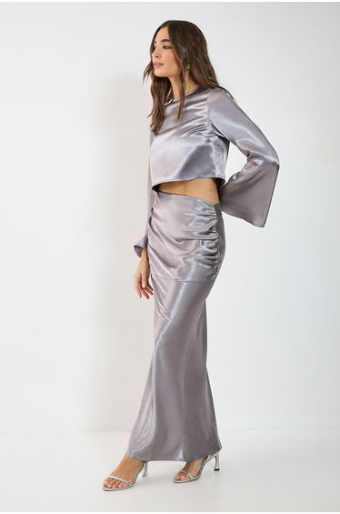 Satin Fluted Sleeve Top