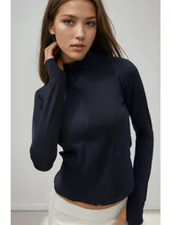 Fitted Knitted Turtleneck Active Top - 1