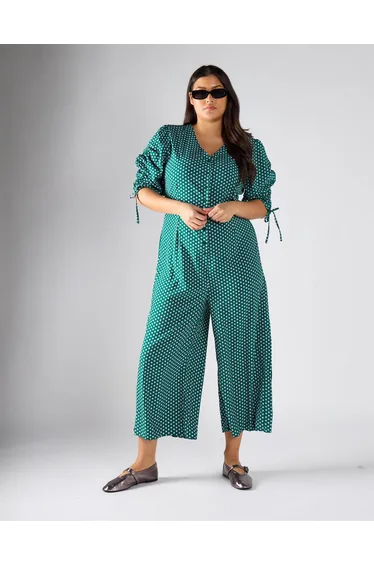 Glamorous Curve Green Lilac Spot Jumpsuit
