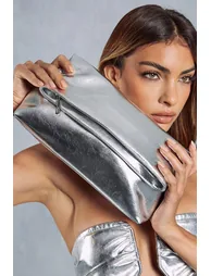 Metallic Fold Over Clutch Bag