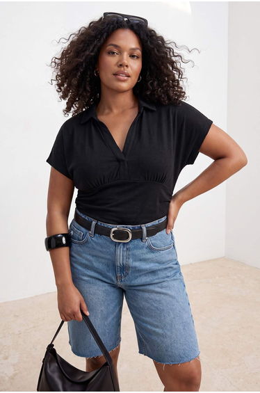 Black Knitted Plus Size Blouse
