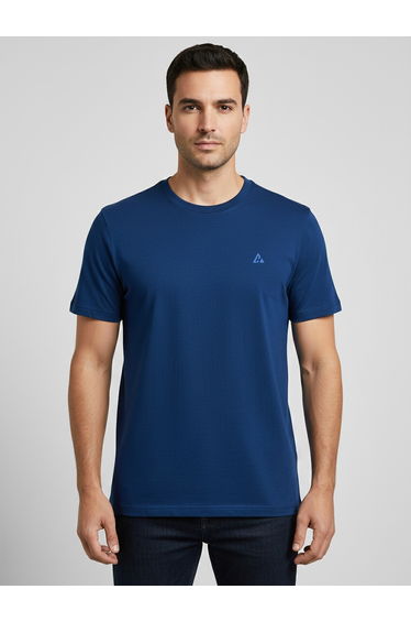 Men Blue Soft Cotton Round Neck T-Shirt