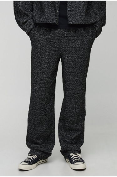 Tall Relaxed Leg Brushed Herringbone Trouser - black