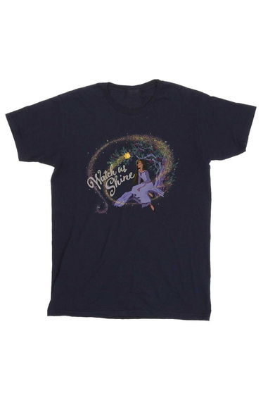 Wish Girls Watch Us Shine Cotton T-Shirt - Navy Blue