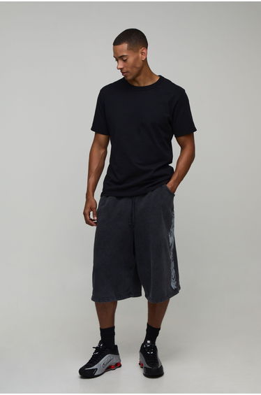 Gothic Washed Jersey Bermuda Jort - black