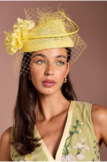 Lisa Tan Flower And Net Detail Pillbox Fascinator