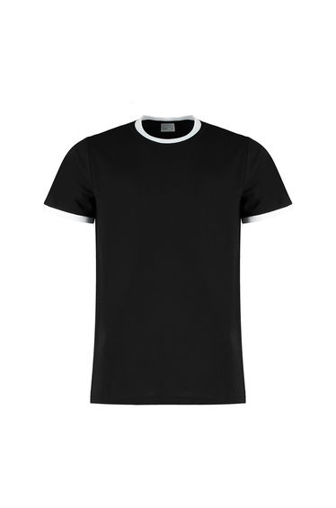Kustom Kit Mens Ringer T-Shirt - Black/White