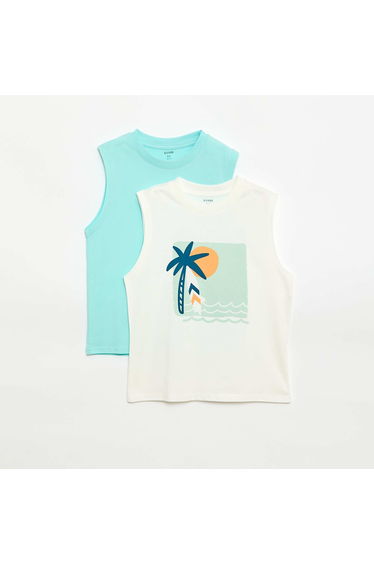 Pack of 2 round-neck tank tops WHITE