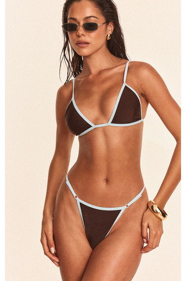 Chocolate Triangle Contrast Binding Bikini Top