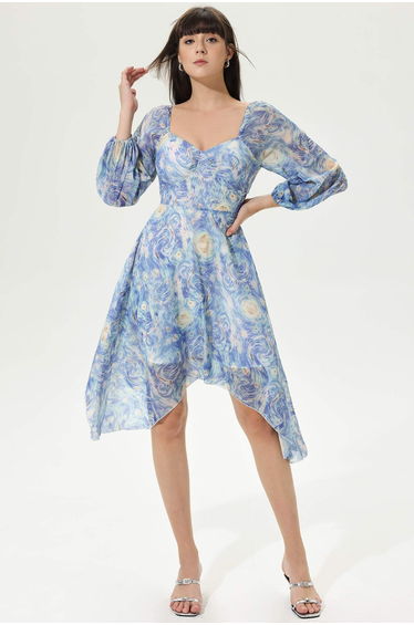 Mina Abstract Print Midi Dress