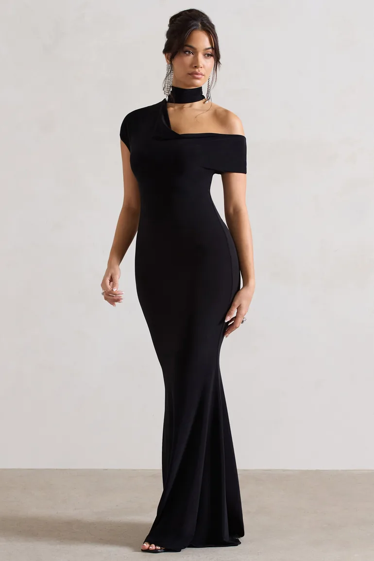 margaux black one shoulder maxi dress Shop Margaux